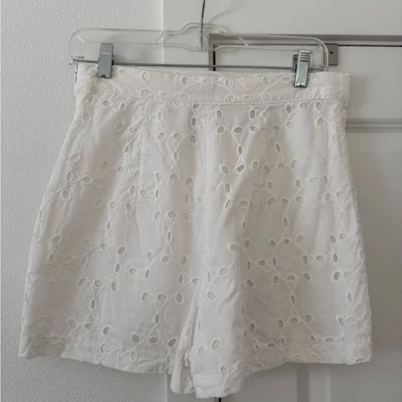 Zara Cream Eyelet High Waist Shorts - Picture 5 of 6